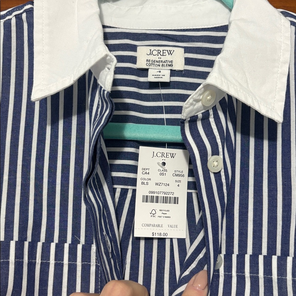 J. Crew | Shirt Dress with Contrasting Collar - Picture 2 of 6